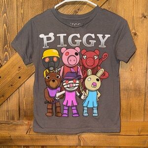 PIGGY ROBLOX Gray Piggy Graphic T-Shirt SIZE M Kids